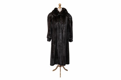 Lot 80 - A VINTAGE SAGA FURS FULL LENGTH DARK BROWN...