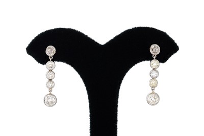 Lot 414 - A PAIR OF ANTIQUE DIAMOND DROP EARRINGS, each...