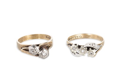 Lot 92 - TWO VINTAGE DIAMOND SET RINGS, of twist form,...