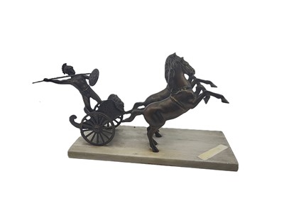 Lot 573 - A MODERN ERA CHARIOT GROUP, spelter raised on...