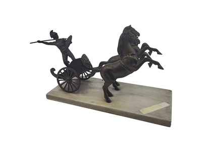 Lot 573 - A MODERN ERA CHARIOT GROUP, spelter raised on...