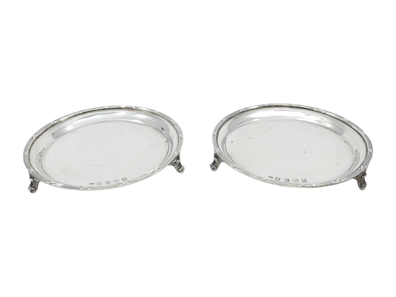 Lot 543 - A PAIR OF IRISH CIRCULAR SILVER STERLING...