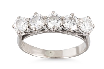 Lot 438 - A DIAMOND FIVE STONE RING, mounted in 18ct...