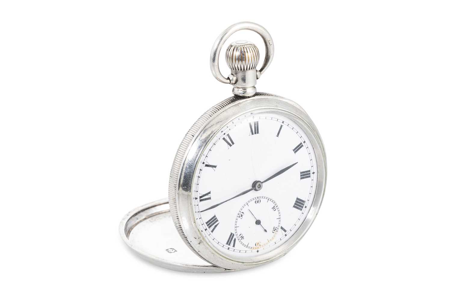 Lot 580 - A GEORGE V ANTIQUE SILVER OPEN FACED POCKET...