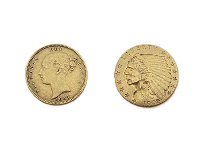 Lot 530 - AN 1884 VICTORIAN GOLD HALF SOVEREIGN ENGLISH...