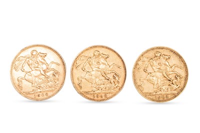 Lot 534 - THREE EDWARDIAN GOLD FULL SOVEREIGN ENGLISH...