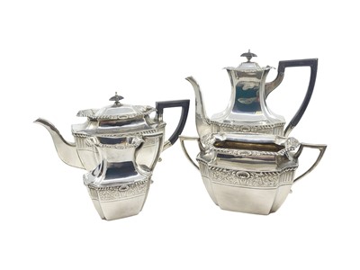 Lot 538 - A LATE VICTORIAN ANTIQUE FOUR PIECE SILVER NEO...