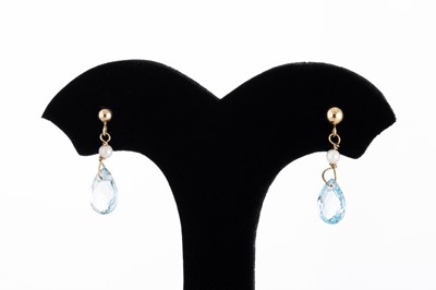 Lot 149 - TWO DROP EARRINGS, one set with topaz, one set...
