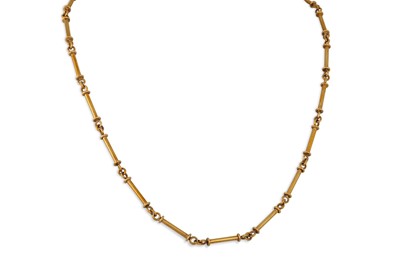 Lot 77 - A 9CT YELLOW GOLD FANCY LINK NECK CHAIN, 17 g.