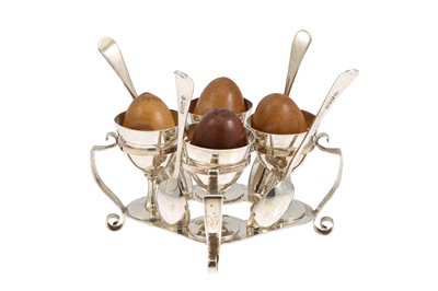Lot 535 - A FOUR PIECE SILVER EGGERY, Sheffield hallmark,...