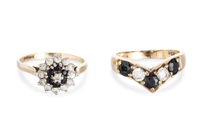Lot 320 - TWO 9CT GOLD STONE SET DRESS RINGS, gw 5 g.