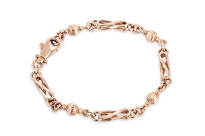 Lot 322 - A 9CT GOLD FANCY LINK BRACELET, 15 g.