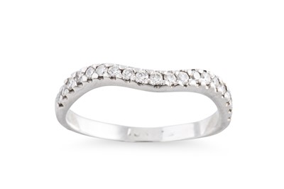 Lot 370 - A DIAMOND SET BAND RING, wavy form, mounted in...