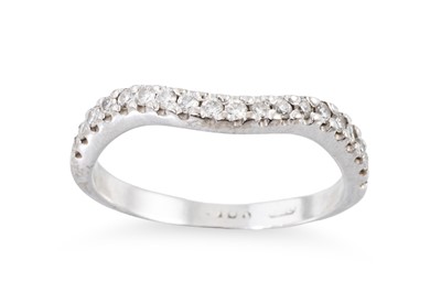 Lot 371 - A DIAMOND SET BAND RING, wavy form, mounted in...
