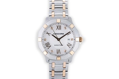 Lot 458 - A CONCORD SARATIOSA STAINLESS STEEL WRIST...