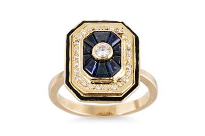 Lot 88 - A SAPPHIRE AND DIAMOND ART DECO STYLE RING,...