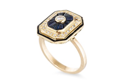 Lot 88 - A SAPPHIRE AND DIAMOND ART DECO STYLE RING,...