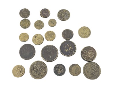 Lot 495 - 1670 - 1810 X 20 BRASS COIN WEIGHTS, many with...