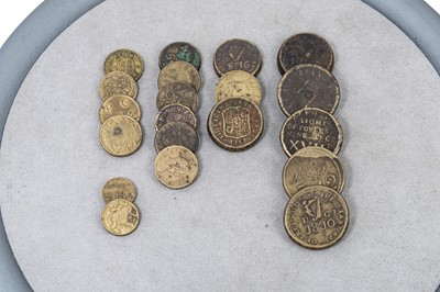 Lot 495 - 1670 - 1810 X 20 BRASS COIN WEIGHTS, many with...