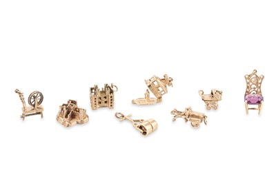 Lot 108 - A COLLECTION OF SEVEN 9CT GOLD LOOSE CHARMS,...