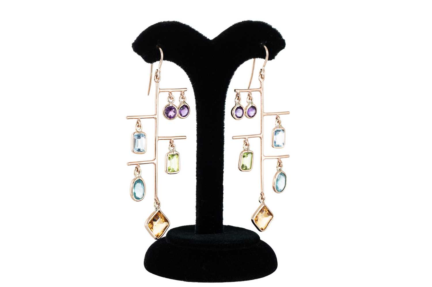 Lot 58 - A PAIR OF PERIDOT, TOPAZ, CITRINE AND...