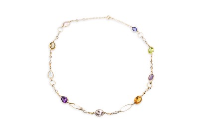 Lot 63 - A DIAMOND AND MULTI GEM SET NECKLACE, set with...