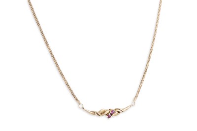Lot 160 - A 14CT YELLOW GOLD ROPE LINK RUBY SET...