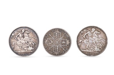 Lot 516 - TWO SILVER ENGLISH CROWN COINS, 1893 and 1897,...