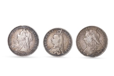 Lot 516 - TWO SILVER ENGLISH CROWN COINS, 1893 and 1897,...