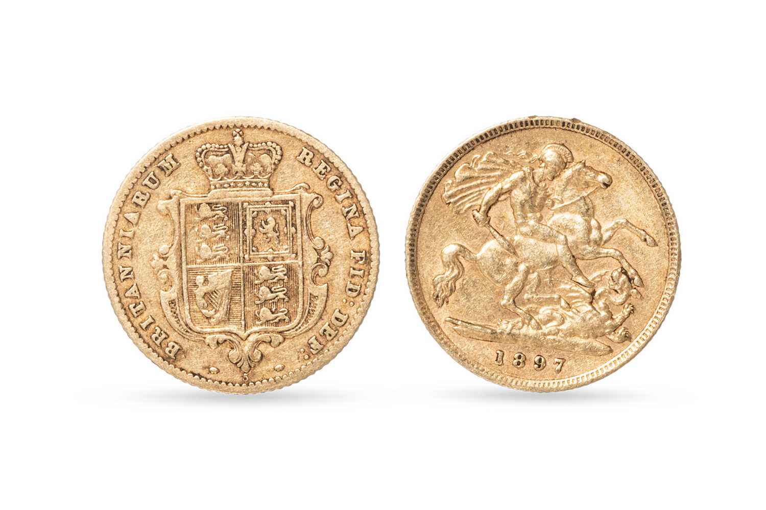 Lot 518 - TWO HALF SOVEREIGN ENGLISH GOLD COINS, 1867...