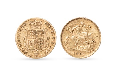 Lot 518 - TWO HALF SOVEREIGN ENGLISH GOLD COINS, 1867...