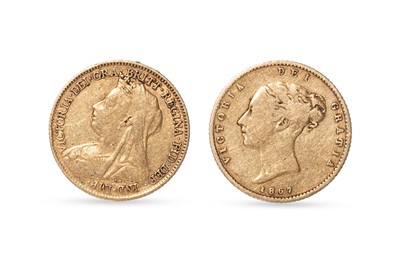 Lot 518 - TWO HALF SOVEREIGN ENGLISH GOLD COINS, 1867...