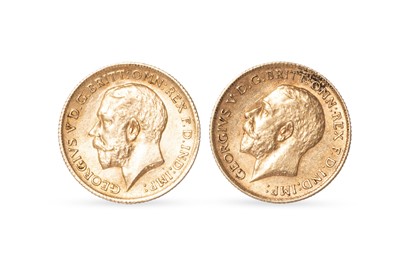 Lot 519 - TWO GEORGE V HALF SOVEREIGN ENGLISH GOLD COINS,...