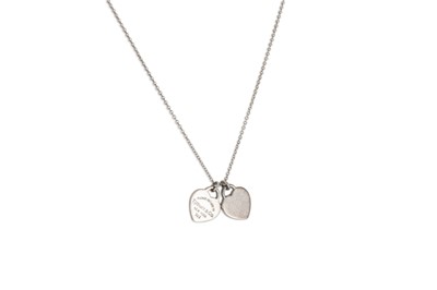 Lot 50 - A SILVER (.925) TIFFANY AND CO. DOUBLE HEART...