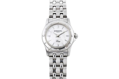 Lot 442 - A RAYMOND WEIL TANGO WRIST WATCH, mother of...