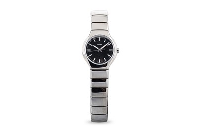 Lot 444 - A LADY'S RADO CERAMIC WRIST WATCH, black dial...