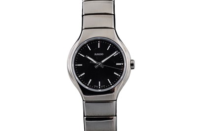 Lot 444 - A LADY'S RADO CERAMIC WRIST WATCH, black dial...