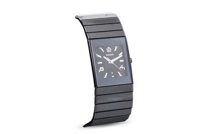 Lot 447 - A GENT'S RADO CERAMIC WRIST WATCH, black dial...