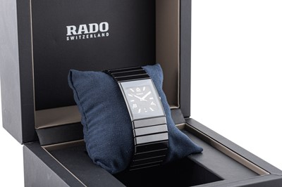 Lot 447 - A GENT'S RADO CERAMIC WRIST WATCH, black dial...