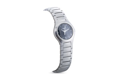 Lot 452 - A LADY'S LONGINES WRIST WATCH, grey dial with...