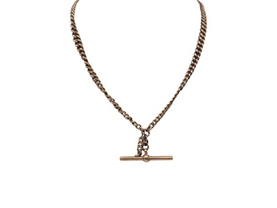 Lot 198 - A 9CT GOLD CURBLINK NECKCHAIN, with T-bar and...