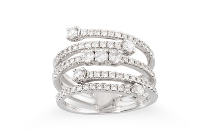 Lot 294 - A MULTI ROWED DIAMOND RING, of cross form,...