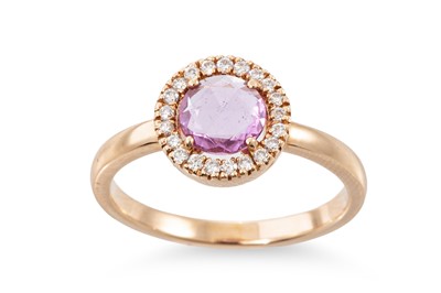 Lot 220 - A PINK SAPPHIRE AND DIAMOND RING, the rose cut...