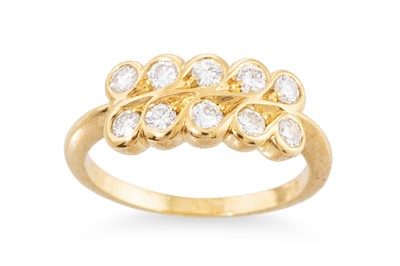 Lot 223 - A TWO ROWED DIAMOND RING, the brilliant cut...
