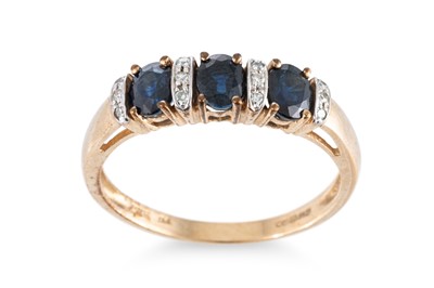 Lot 221 - A SAPPHIRE AND DIAMOND RING, mounted in 9ct...