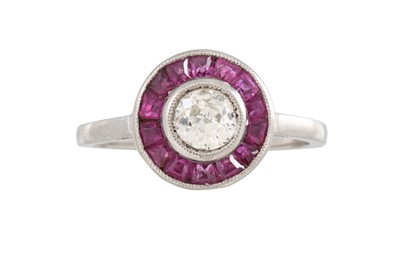 Lot 236 - AN ART DECO DIAMOND AND RUBY TARGET CLUSTER...