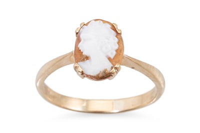Lot 180 - A SMALL CAMEO RING, mounted in 9ct yellow gold,...