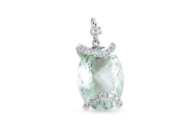 Lot 189 - A DIAMOND AND GEMSTONE PENDANT, the oval mixed...