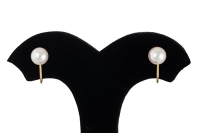 Lot 1 - A PAIR OF CULTURED PEARL EARRINGS, signed...
