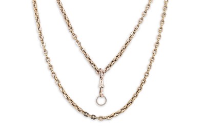 Lot 118 - AN ANTIQUE FANCY LINK 9CT GOLD MUFF CHAIN,...